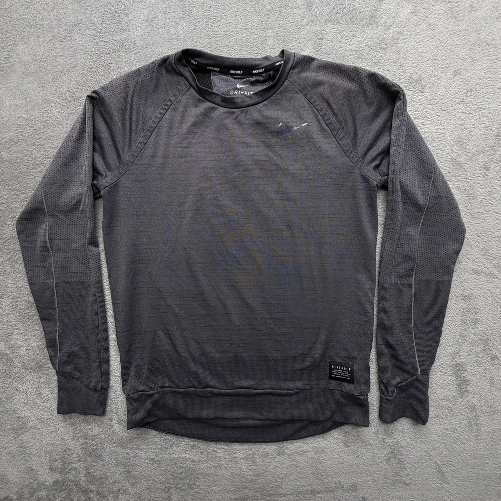 Nike Sweatshirt Mens S Gray Dri-FIT Golf Pullover Crewneck Athletic 932316-036